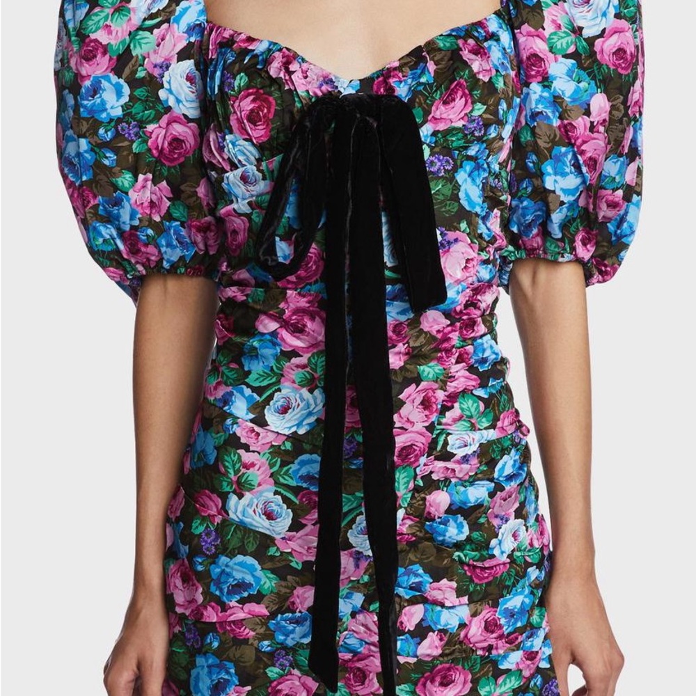 For Love And Lemons Floral Mini Dress with Black Bow - Picture 2 of 4